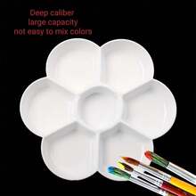 Ceramic-Style Multi-Compartment Paint Palette, Round Non-Stick Easy-To-Clean Watercolor Acrylic Oil Paint Palette For Art Students - A - View 10