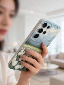 Cream Dopamine Wavy Ruffle Soft TPU Texture Creative Personalized Tulip Pattern Phone Case Compatible With Galaxy S21 S22 S23 S24 S25 S26/Honor/ And Other Models - White - View 4