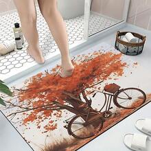 1pc, Bicycle Maple Leaf Pattern Printed Diatomaceous Earth Kitchen Mat, Absorbent Kitchen Floor Mat, Kitchen Rug, Sink Front Mat, Suitable For Kitchen, Bathroom, Entryway, Hallway, Laundry Room And Home Decor - Multicolor - View 6