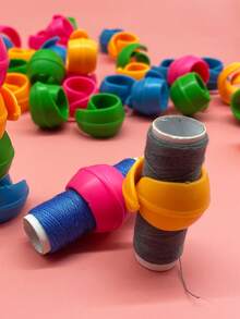 [10pcs]Colorful Silicone Spool Pins, Flexible Anti-Slip, Bright Macaron Style Spool Core Buckle, Suitable For Sewing Thread, Cross Stitch Thread, High Cost-Performance Sewing Supplies For Beginners And Home Use - Silicone Spool - View 2