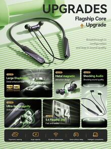 Acer OHR561 Neckband In-Ear Wireless Bluetooth Earphones, Hall Magnetic Switch, Hi-Fi Stereo Sound, Built-In Microphone, Long Battery Life, Flexible Memory Neckband, Anti-Drop For Sports, Compatible With IOS/Android - View 5