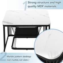 Set Of 2 Modern Side Table Set, 2 Tables MDF White Black Marble Effect - 白色 - 查看 11