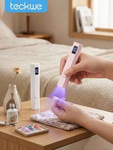 Teckwe Portable Handheld LED Nail Curing Lamp, Cures All Types Of Gel Nail Polish, Nail Art Tool, USB Rechargeable Fast Drying Nail Lamp,Suitable For Home DIY Use - Pink - View 1