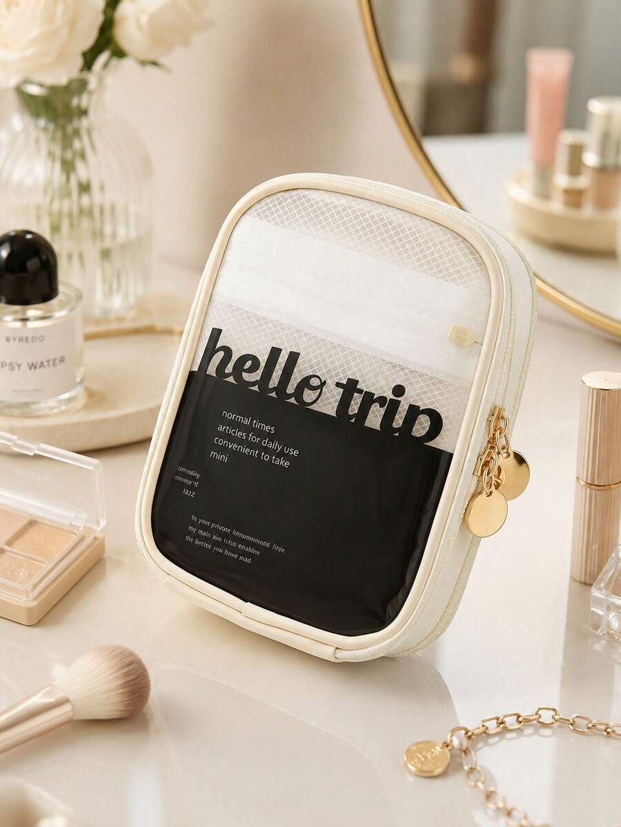 1pc Portable Mini Cosmetic Bag Coin Purse, Warm Small Bag, Essential For Back To School Backpack, Beach Travel Storage Bag, Summer Holiday Makeup Organizer, Mini Bag, Travel Makeup Case, Accessories, Makeup Brush Holder, Home Bathroom Decor Cosmetic Organizer Bathroom Accessories - Multicolor - View 1