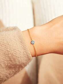 1pc S925 Sterling Silver Fashion European & American Luxury Evil Eye Bracelet, Women's Minimalist Elegant Artistic Personalized Versatile Niche Exquisite High-End Jewelry, Unique Delicate Gift For Any Holiday - Eye - View 8