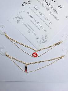 2pcs Cave Shoe Accessories, Candy Frosted Round Bead Chain, Colorful Pearl Chain, Leather Strap Aluminum Chain - Multicolor - View 6