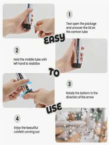 1/3pcs Silver Confetti Poppers, Silver Confetti Cannon, Party Decoration And Gift, Suitable For Wedding, Birthday, Graduation, Anniversary, New Year, Perfect For Wedding And Birthday Party - Multiple Styles - View 4