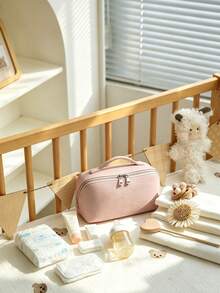 1 Stück PU-Leder Wickeltasche, Wickelaufbewahrungstasche für Mama und Papa, flache offene Make-up-Tasche, Kosmetiktasche für Jungen und Mädchen, Schulanfang, Baby-Essential - Verschiedenfarbig - Übersicht 4