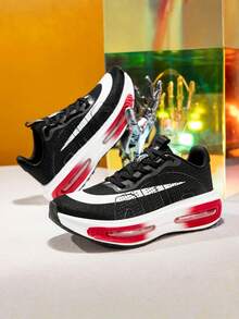 Men's Running Shoes With Shock Absorption And Elastic Soft Sole, Breathable Mesh Upper, Suitable For Outdoor Road Running, Hiking, All Seasons - Black, White and Red - View 17