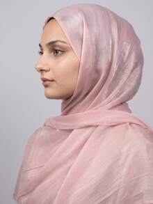 1pc Women Hijab Basic Solid Color Silk-Like Elegant Glossy Soft Head Scarf For Abaya, Modest Arabian Casual Long Scarf Suitable For Daily Use - Khaki - View 33