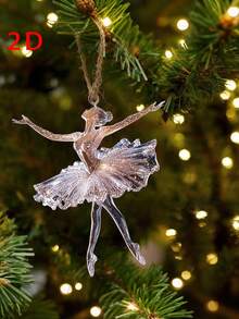 4pcs Shiny Dance Style Acrylic Christmas Tree Pendant - Elegant Holiday Decoration, Non-Stackable, Perfect For Home Or Vacation, Stylish 2D Flat Design, Not 3D,Christmas Decorations,Christmas Tree Hanging Ornemants - A - View 6