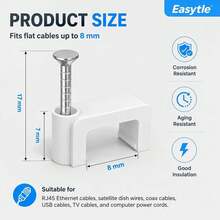 Cable Clips Nail In Cable Clips 100 Pcs 8mm Flat Ethernet Cable Wall Clips Cable Tacks Coax Cable Clip Speaker Wire Clips Cable Nails For Cords Cat5_Cat5e_Cat6_Cat7 RJ45 Cord Clips - White - View 3