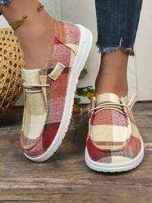 Plus Size Women's New Breathable Solid Color Canvas Rubber Sole Slip-On Lightweight Minimalist Casual Walking Shoes Daily Wear - Dark Gray - View 8