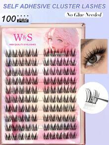 Waloshow 100pcs Set Bulu Mata Malaikat Tebal Perekat Sendiri 8-12mm Campuran Panjang, Bulu Mata Palsu Perekat Sendiri DIY untuk Ekstensi Bulu Mata, Bulu Mata Palsu Gugus Lengkung Alami - C - View 7