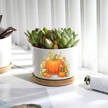 Maceta con forma de calabaza con agujeros de drenaje - Jarrón de calabaza de otoño, adecuado para decoración de otoño interior y exterior, maceta linda para mujeres y amantes de las plantas, adecuada para patio, porche, maceta con forma de calabaza para mesa - Maceta modular de varios componentes - A - Ver 5