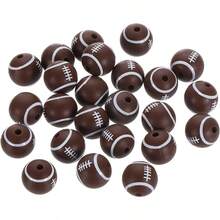 ビーズ 12mm スポーツボールビーズ アクセサリーパーツ クラフトネックレスブレスレットランヤード キーチェーン作り用 24個 ホワイトベースボール） - ラグビー + 12mm - チェックする 1
