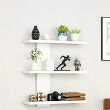 Multi-Layer Wall-Mounted Storage Shelf, Made Of Fiberboard, Multi-Functional Display Rack Suitable For Office And Home Decor, Can Be Used To Store Sculptures And Small Ornaments, Decorative And Practical - Black and White - View 1