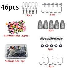 Fishing Tackle Accessories Kit With Bullet Lead Sinkers Jig Heads Swivel Snap Fish Eye Beads Rubber Stoppers Worm Hooks Offset Hooks Storage Box Freshwater Saltwater Fishing Line Connector Set For Anglers - Set - View 13