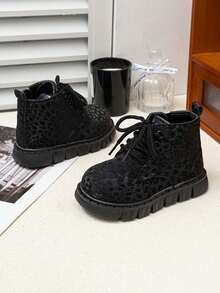 Unisex Kids' High-Top Ankle Boots, Soft Sole Non-Slip Single-Layer Lining Fashionable Comfortable Ankle Boots - Black - View 1