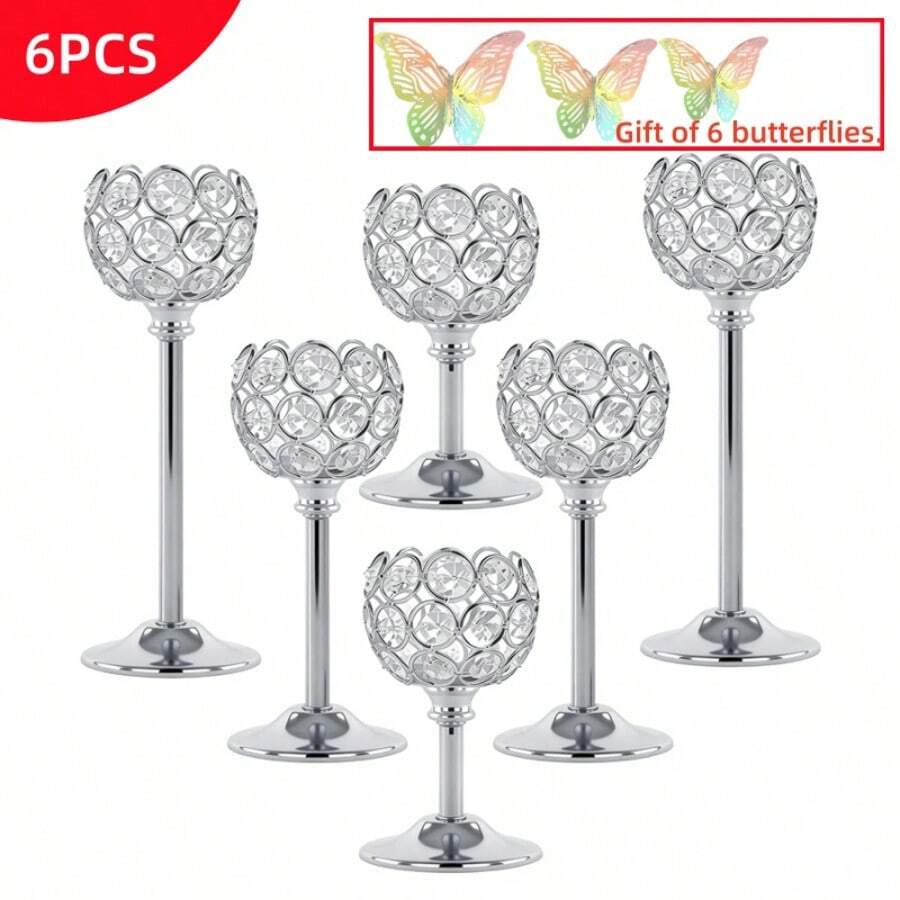 3pcs Gold Crystal Candle Holder Set, Vintage Hollow Ball Metal Lantern Candle Holder, Suitable For Wedding And Home Decor Table Centerpiece - Multicolor - View 1