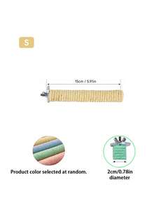 Parrot Colorful Cotton Rope Wrapped Solid Wood Perch, Fresh Macaron 5-Color Multi-Size Cage Clip Quick Install, All-Category Parrot Cage Interior Anti-Slip Claw Protection Resting Perch Supplies, Random Color - View 13