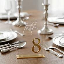 10pcs/Set Acrylic Arch-Shaped Table Number Plates, Party, Graduation, Wedding Table Number Plates - Multicolor - View 5