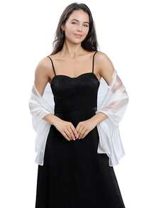 1 pieza Elegante y de moda Estilo de vacaciones Vestido de noche azul brillante con chal, Diseño de hombros de nube para novia, Adecuado para salidas diarias de mujeres y uso en fiestas nocturnas - Multicolor - Ver 7