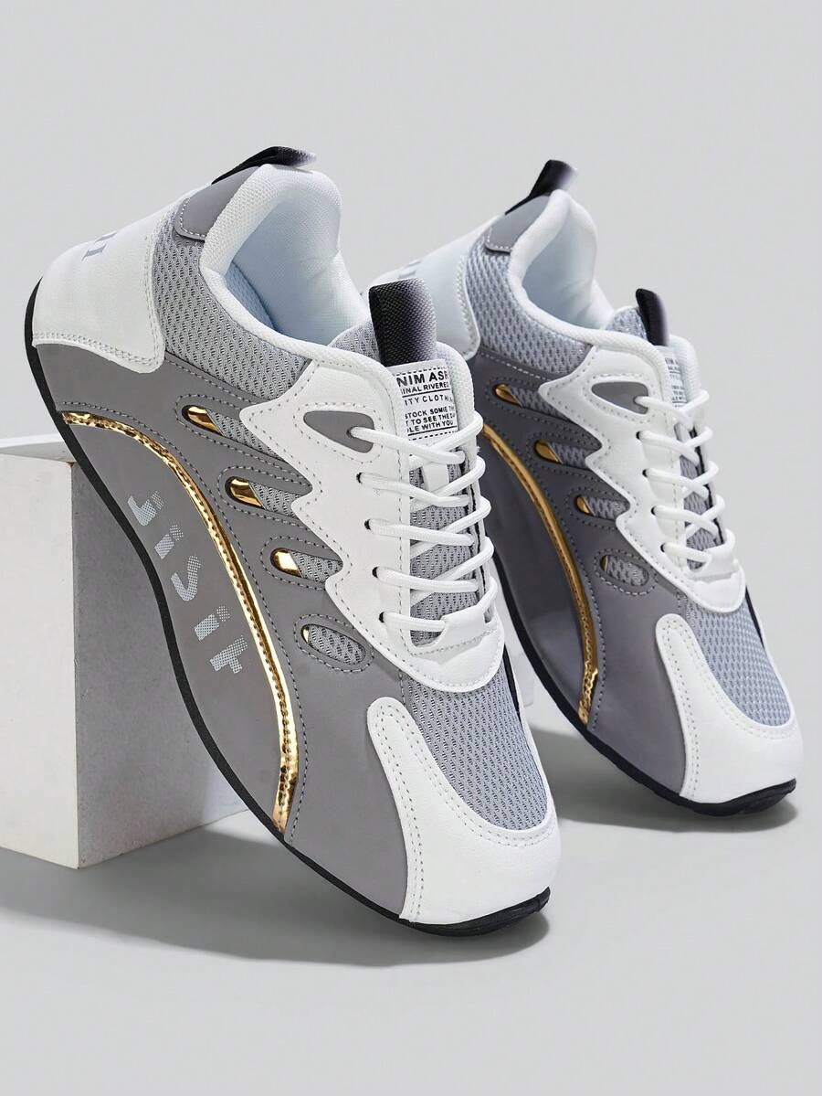 Flipark Men's Breathable Mesh Casual Sports Shoes, Soft Sole, Wear-Resistant Running Sneakers - Grey - View 1