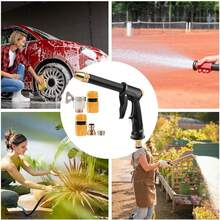 Factory High-Pressure Household Water Pipe Hose Garden Retractable Cleaning And Flower Watering Sprayer Gadget Car Wash Water Gun Set - A - View 7