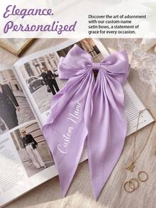 Custom Name Big Bow Hair Clips, Multi Color Engraved Text Long Ribbon Bow Barrette, Elegant Women Bridal Daily Custom Text Hair Accessories - Multicolor - View 5