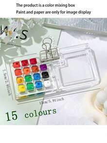 1pc 8-Slot Palette Box 15-Slot Palette Box Portable Mini Watercolor Paint Box Suitable For Sketchbook Travel Painting - Multicolor - View 13