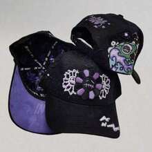 Baseball Caps - Black and Purple Color Blocking - View 1
