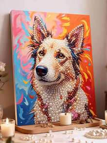 1 Set Pearl Painting - Dog, Frameless DIY Diamond Painting Kit, Includes Pearls, Perfect For Bedroom Decor, Living Room Decor, Room Decor And Art Exhibition, Birthday Gift - A - View 2