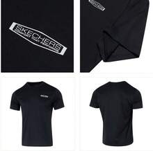Skechers Kaos Pria Lengan Pendek Kerah Bulat Longgar, Atasan Olahraga Serbaguna untuk Lari dan Perjalanan - Hitam - View 9