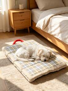 1pc Cartoon Plaid Pattern Pet Bed Mat For Cats And Dogs, Reversible Pet Sleeping Pad, Portable Cat Bed Mat, Suitable For Indoor Use, Machine Washable - Multicolor - View 5