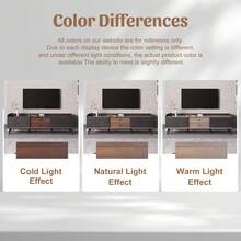 TV Stand With Two Drawers, TV Table, Low TV Board With Two Sliding Doors. Black And Natural Wood - 黑色 - 查看 3