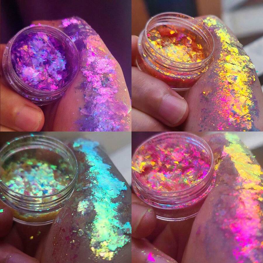 1pc 4-Color Nail Art Powder Opal Powder Dreamy Polarized Powder Thin Ice Crystal Snow Velvet Powder Cloud Brocade Powder Fairy Nail Decoration Glitter Powder - A - View 1