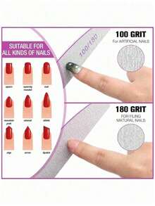 2/10/50PCS Crescent Shape Professional Nail Files, 100/180 Grit Nail Sandpaper, Callus Remover, Polishing Block, Nail Care Accessories Tools - Dusty Purple - View 4