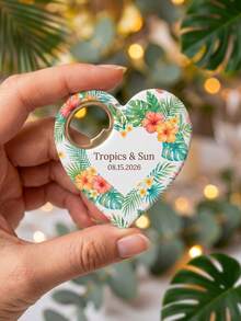 1pc Customized Heart-Shaped Magnetic Bottle Opener Fridge Magnet - Wedding Guest Souvenir, Engagement Party Commemorative Gift, Anniversary Gift, Wedding Room Fridge Decoration. - Multicolor - View 21