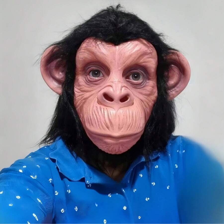 Rubber Black Fur Monkey Face Latex Ape Mask Gorilla Mask Funny Animal Full Face Head Cover Halloween Cosplay Prop Christmas Holiday Party Performance Mask - 1pc Monkey Mask - View 1