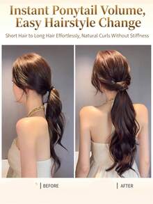 Wrap-Around Mermaid Curl Faux Ponytail, Natural Voluminous Low Ponytail, Hair Volume Booster, Big Wave Straight Ponytail - Multicolor - View 6