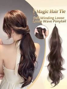 Wrap-Around Mermaid Curl Faux Ponytail, Natural Voluminous Low Ponytail, Hair Volume Booster, Big Wave Straight Ponytail - Multicolor - View 9