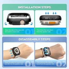 3pcs/Set, Rose Gold/Transparent/Black Watch Protective Case With Tempered Glass Screen Protector, Compatible With Apple Watch Series 9/8/7/6/5/4/SE/SE2, 40mm/41mm/44mm/45mm, Anti-Drop Anti-Scratch, Lightweight Breathable Design, Fashion Sports Style - 3pcs, Black, Integrated Shell and Membrane - View 8