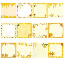 12 Packs Cartoon Bee Square Sticky Notes Set, Fresh And Cute Style, Suitable For Students Office Notes And Messages, Can Be Used As Small Gifts, Back To School Season - one-size - View 7