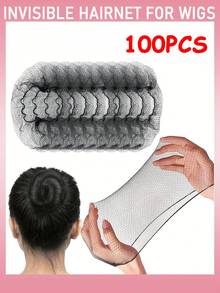 100/60/40/20/10pcs Black Elastic Hair Nets, Women's Invisible Hair Net Wig Caps, Suitable For Catering Service, Ballet Bun, Sleep, Hair Accessories - Black - View 19