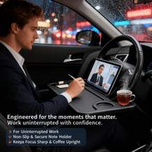 Portable Car Steering Wheel Table - Car Tabletop, Thickened Material, Sturdy And Non-Slip, Durable Multi-Functional Dining Workbench, Suitable For Laptop And Car Use, Durable Plastic Material, Steering Wheel Tray, Easy To Clean|General Motors - Black [Steering Wheel Tray] - View 10