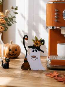 1pc Ghost Desktop Stand, Fun Cartoon Halloween Themed Decor, Suitable For Bar Counter Layered Tray Tabletop Display, Cafe Holiday Atmosphere Decoration, Window Halloween Themed Backdrop, Halloween Holiday Atmosphere Decoration, Afternoon Tea Party Tabletop Decor, Themed Photography Backdrop Prop, Cute Quirky Style Scene Matching Accessory, Holiday Atmosphere Countertop Decoration, Ghost Coffee Creative Halloween Decor Craft - B - View 9