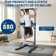 Ataucjin Power Tower Pull Up Bar Dip Station, Adjustable Height Home Gym Equipment, Heavy Duty Strength Trainer With 880 Lbs Capacity, Multi-Function Workout For Full Body Exercise, Stable Fitness Equipment - Black - View 6