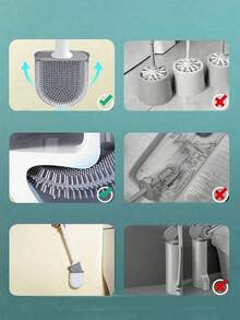Toilet Brush, Silicone Toilet Brush Doesn't Damage Toilet, No-Drill Wall-Mounted Base Bracket, Compact Size Convenient For Storage And Organization, Wall-Mounted Toilet Brush Anti-Rolling Anti-Drip Design, Suitable For RVs, Travel Trailers And Camping Vehicles - Multiple Styles - View 8