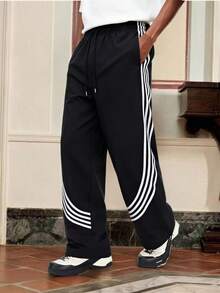 Men's Casual Loose Straight Leg Fashion Long Pants, Spring/Summer - Black - View 1